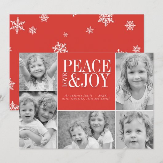 Peace, Love and Joy Collage Vakantiefoto Kaart (Voorkant / Achterkant)