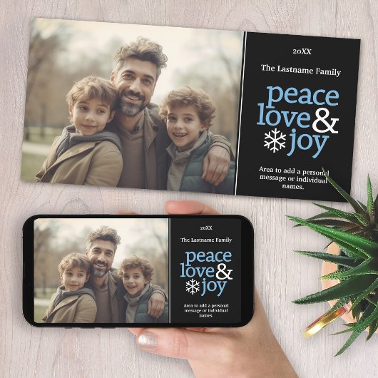 Peace Love and Joy - Eenvoudige kerstfoto Feestdagenkaart