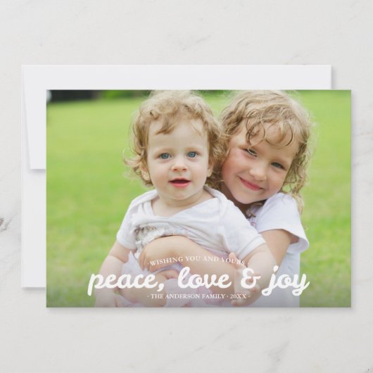 Peace Love and Joy Holiday Fotocard Feestdagenkaart (Voorkant)
