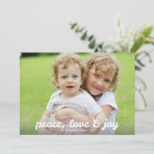 Peace Love and Joy Holiday Fotocard Feestdagenkaart (Staand voorkant)