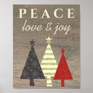 Peace Love and Joy-kerstboom Poster