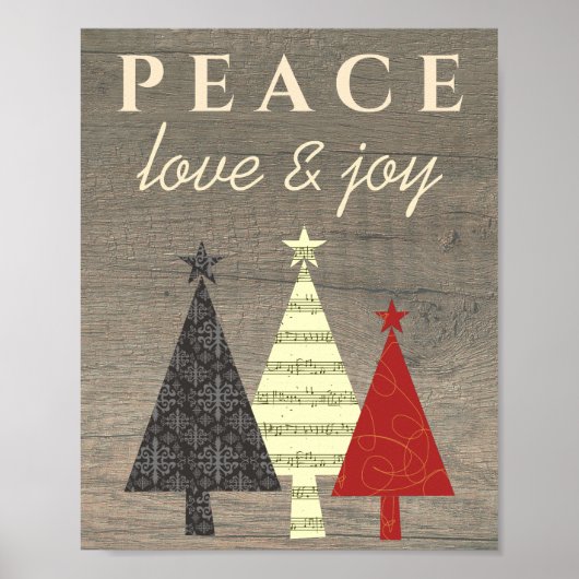 Peace Love and Joy-kerstboom Poster (Voorkant)