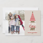 Peace Love and Joy kerstboom Red Foto Feestdagenkaart (Voorkant)