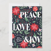 Peace Love and Joy kerstFloral Feestdagenkaart (Voorkant)