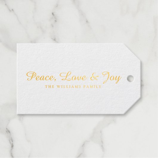 Peace Love and Joy  Olive Branch Gold Cadeaulabels (Voorkant (horizontaal))