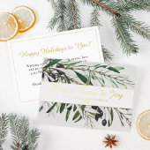 Peace Love and Joy Olive Branch Gold Folie Feestdagenkaart