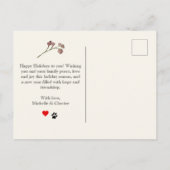 Peace Love and Joy Red Greenery Pet Photo Briefkaart (Achterkant)