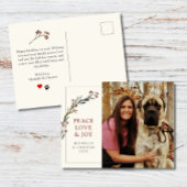 Peace Love and Joy Red Greenery Pet Photo Briefkaart