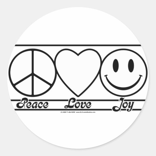 Peace Love and Joy Ronde Sticker (Voorkant)