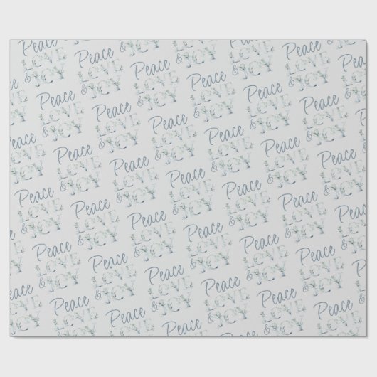Peace Love and Joy Typographic Winter Greenery Cadeaupapier (Vlak)