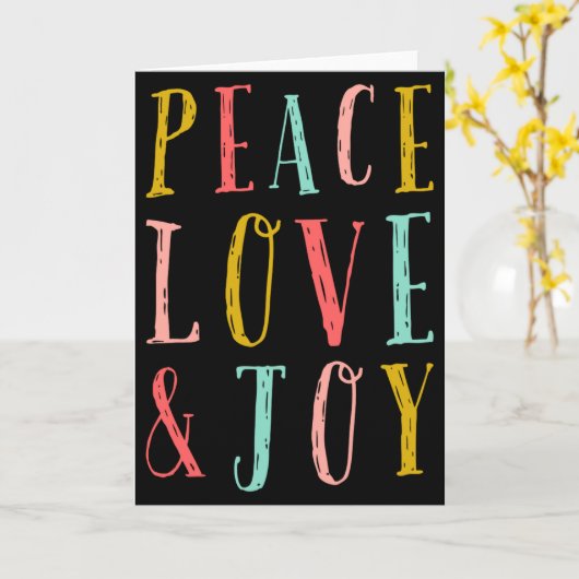 Peace Love And Joy Whimsical Holiday Toddler  Kaart (Gele Bloem)