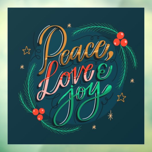 Peace Love and Joy Window Cling Raamsticker (Vel 3)