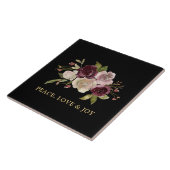 Peace Love and Joy Winter Bouquet Black Holiday Tegeltje (Zijkant)