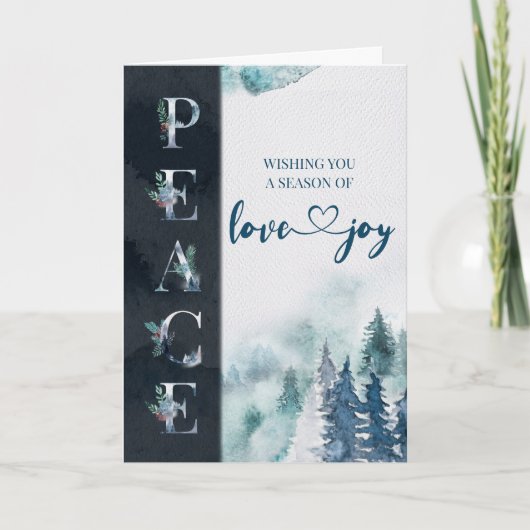 Peace Love and Joy Winter Forest Kerstmis Feestdagen Kaart (Voorkant)