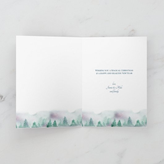 Peace Love and Joy Winter Forest Kerstmis Feestdagen Kaart (Binnen)