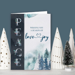 Peace Love and Joy Winter Forest Kerstmis Feestdagen Kaart