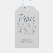 Peace Love and Joy Winter Greenery Waterverf Cadeaulabel (Voorkant)