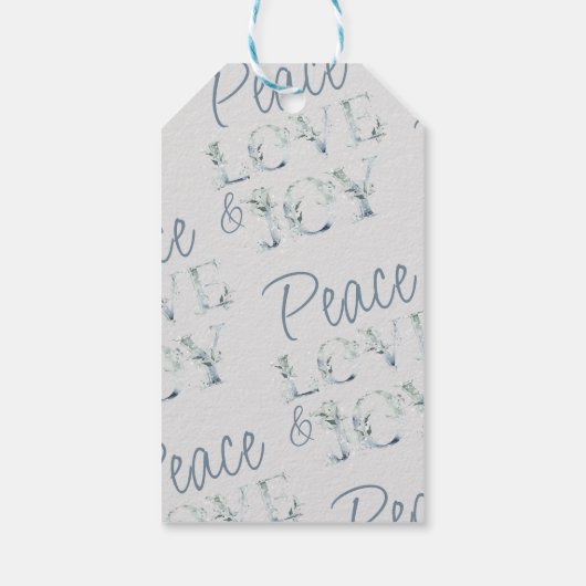 Peace Love and Joy Winter Greenery Waterverf Cadeaulabel (Achterkant)
