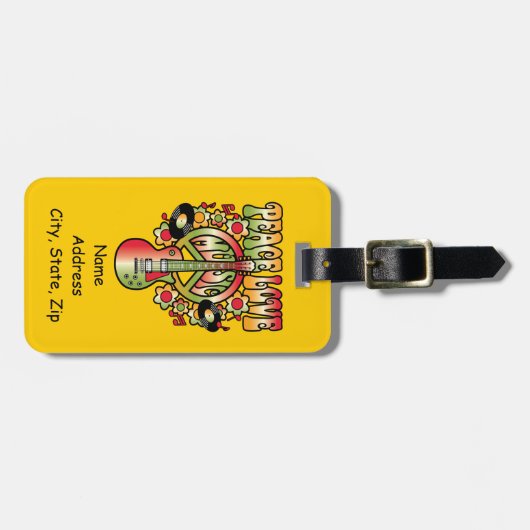 Peace Love and Music Bagagelabel (Voorkant horizontaal)