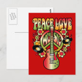 Peace Love and Music Briefkaart (Voorkant / Achterkant)
