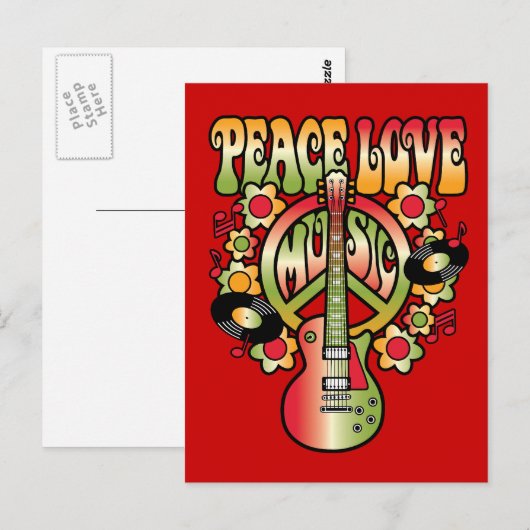 Peace Love and Music Briefkaart (Voorkant / Achterkant)