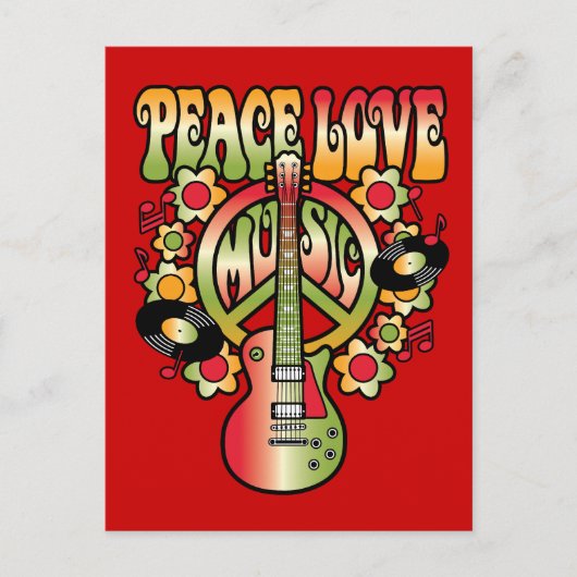 Peace Love and Music Briefkaart (Voorkant)
