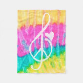 Peace Love and Music Note Tie Dye Fleece Deken (Voorkant)