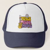 Peace, Love, And Music Trucker Hat Pet (Voorkant)
