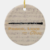 Peace Love and Oboe Quote Oboist Keramisch Ornament (Achterkant)