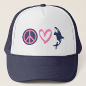Peace, Love, and Orcas Trucker Pet (Voorkant)
