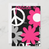 Peace, Love and Party in Hot roze and black Kaart (Achterkant)