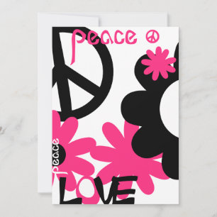 Peace, Love and Party in Hot roze and black- NT Kaart