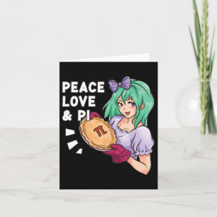 Peace Love and Pi - 14 maart Pi Day Anime Wiskunde Kaart