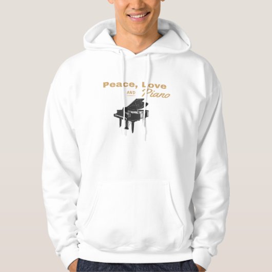 Peace Love and Piano Grand Piano Pianist Hoodie (Voorkant)