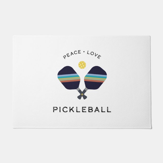 Peace Love and Pickleball Striped Paddles Deurmat (Voorkant)