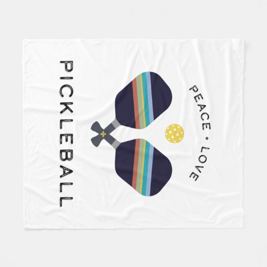 Peace Love and Pickleball Striped Paddles Fleece Deken (Voorkant (Horizontaal))