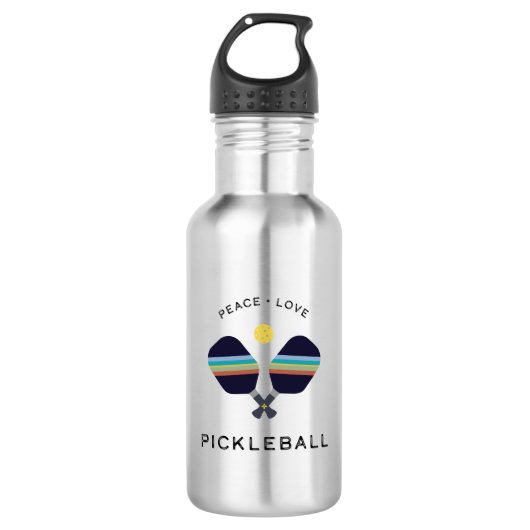 Peace Love and Pickleball Striped Paddles Waterfles (Voorkant)