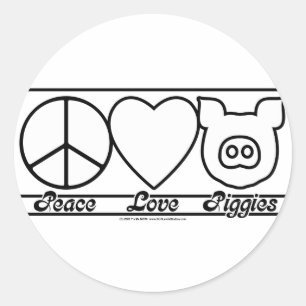 Peace Love and Piggies Ronde Sticker