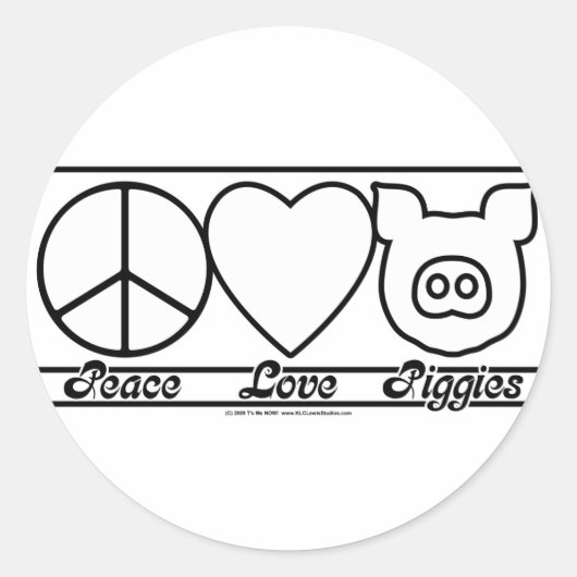 Peace Love and Piggies Ronde Sticker (Voorkant)