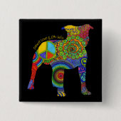 "Peace Love and Pit Bull" Pop Art Button (Voorkant)