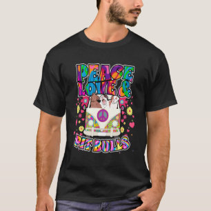 Peace Love and Pit Bulls Hippie Beatnik Dog T-shirt