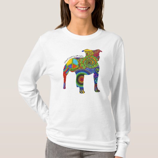 "Peace Love and Pit Bulls" Womens Flowns T-shirt (Voorkant)