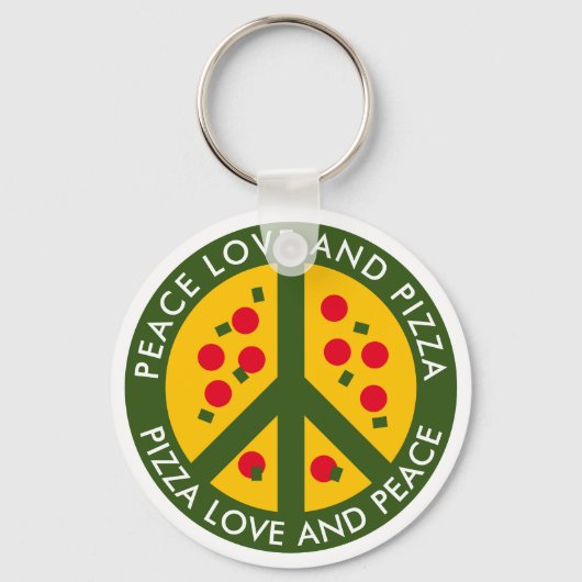Peace Love and Pizza grappige aangepaste pizzeria  Sleutelhanger (Voorkant)