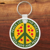 Peace Love and Pizza grappige aangepaste pizzeria  Sleutelhanger (Voorkant)