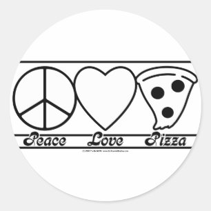 Peace Love and Pizza Ronde Sticker