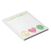 Peace Love and Planet Earth Personalized Notitieblok (Schuin)