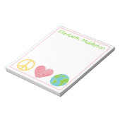 Peace Love and Planet Earth Personalized Notitieblok (Linkerzijde)
