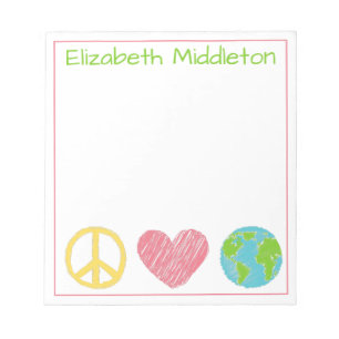 Peace Love and Planet Earth Personalized Notitieblok