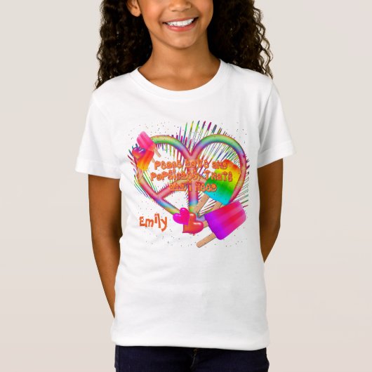 Peace Love and Popsicles-Girls T-shirt (Voorkant)