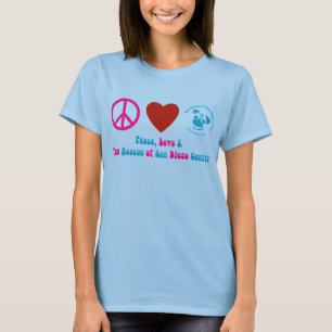 Peace, Love and Pug Rescue of San Diego Co. T-shirt
